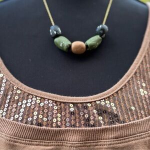Women’s chunky bead statement necklace. Handmade polymer clay beads